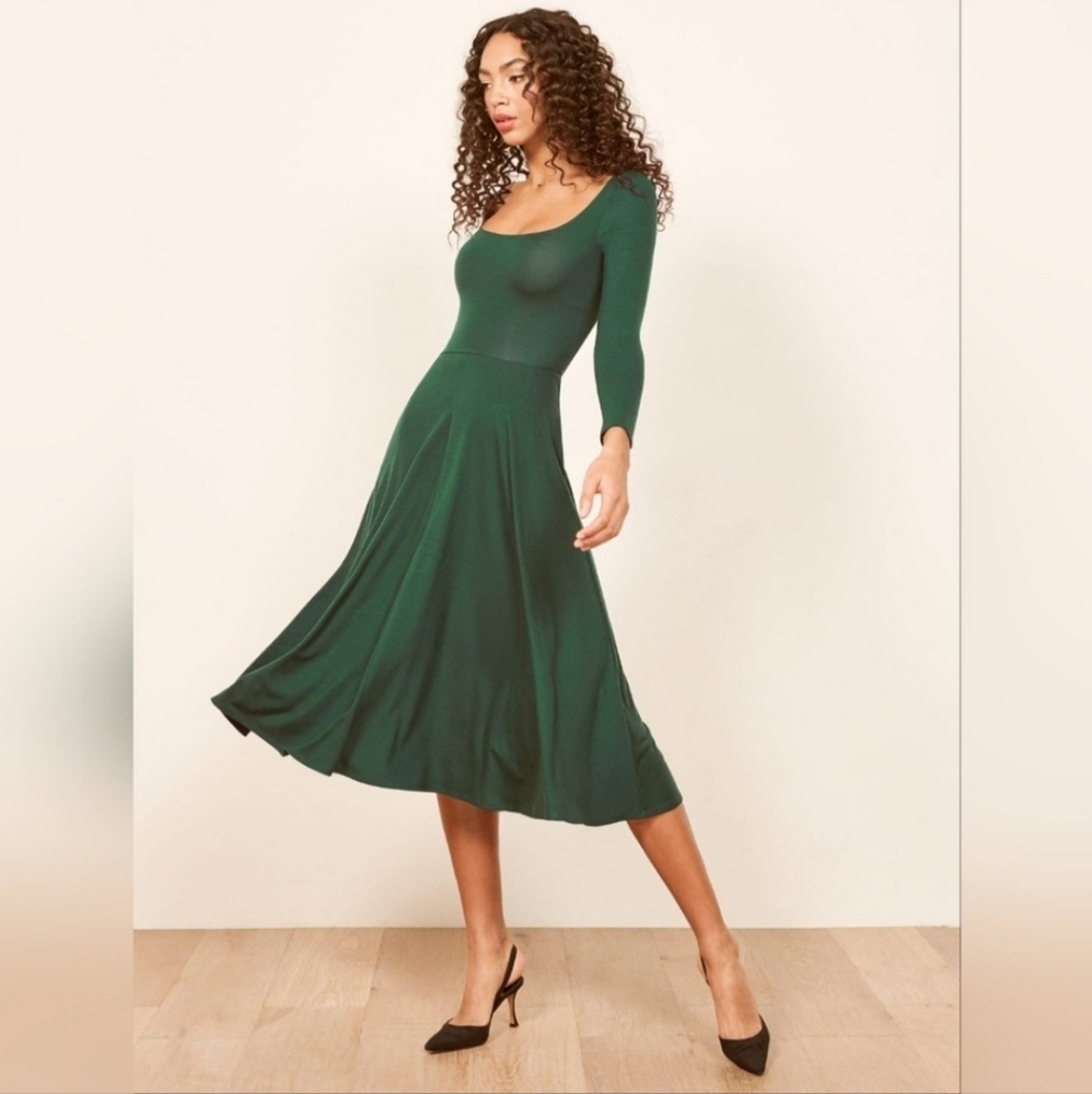 Reformation Lou dress in Emerald